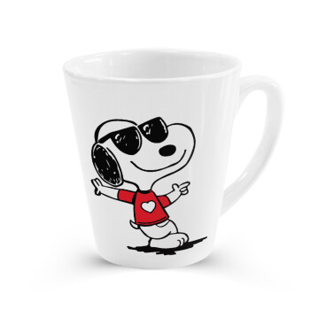 Snoopy καρδούλα, Κούπα κωνική Latte Λευκή, κεραμική, 300ml