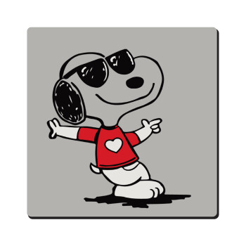 Snoopy καρδούλα, Τετράγωνο μαγνητάκι ξύλινο 6x6cm