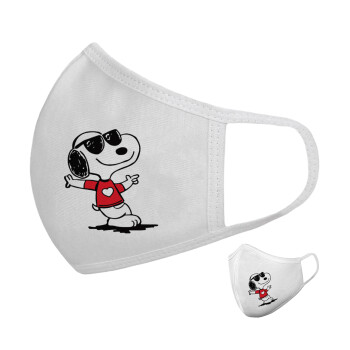Snoopy καρδούλα, Μάσκα υφασμάτινη υψηλής άνεσης παιδική (Δώρο πλαστική θήκη)