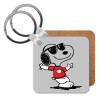 Snoopy καρδούλα, Μπρελόκ Ξύλινο τετράγωνο MDF 5cm (3mm πάχος)