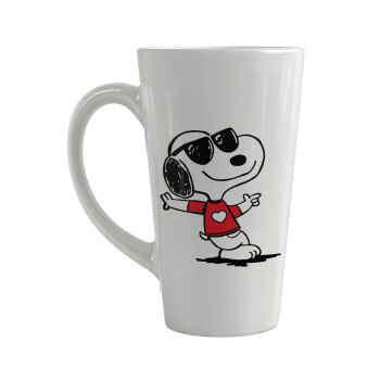 Snoopy καρδούλα, Κούπα κωνική Latte Μεγάλη, κεραμική, 450ml