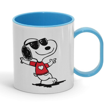 Snoopy καρδούλα, Κούπα (πλαστική) (BPA-FREE) Polymer Μπλε για παιδιά, 330ml