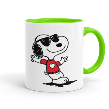 Snoopy καρδούλα, Mug colored light green, ceramic, 330ml