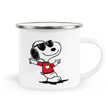 Snoopy καρδούλα, Κούπα Μεταλλική εμαγιέ λευκη 360ml