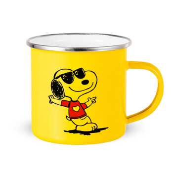 Snoopy καρδούλα, Κούπα Μεταλλική εμαγιέ Κίτρινη 360ml