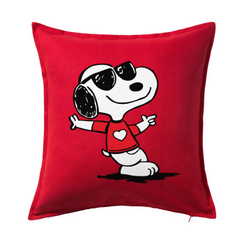 Snoopy καρδούλα, Μαξιλάρι καναπέ Κόκκινο 100% βαμβάκι, περιέχεται το γέμισμα (50x50cm)