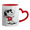 Mug heart red handle, ceramic, 330ml