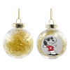 Στολίδι Χριστουγεννιάτικη μπάλα δένδρου διάφανη με χρυσό γέμισμα 8cm