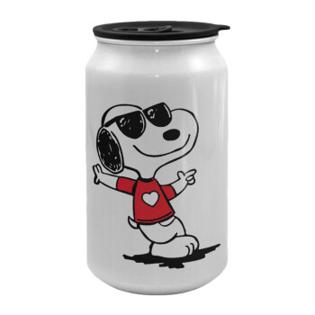 Snoopy καρδούλα, Κούπα ταξιδιού μεταλλική με καπάκι (tin-can) 500ml