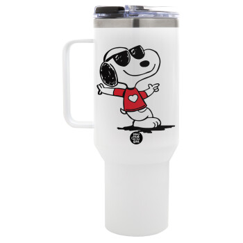 Snoopy καρδούλα, Mega Stainless steel Tumbler with lid, double wall 1,2L