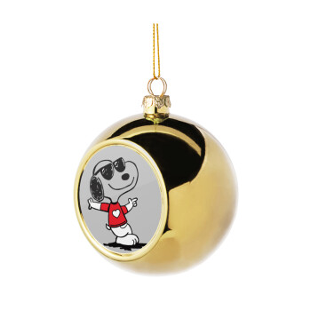 Snoopy καρδούλα, Χριστουγεννιάτικη μπάλα δένδρου Χρυσή 8cm