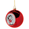 Snoopy καρδούλα, Χριστουγεννιάτικη μπάλα δένδρου Κόκκινη 8cm