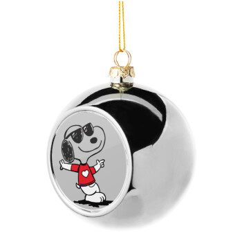 Snoopy καρδούλα, Silver 8cm Christmas tree ball ornament