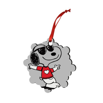 Snoopy καρδούλα, Christmas ornament snowflake wooden 7.5cm