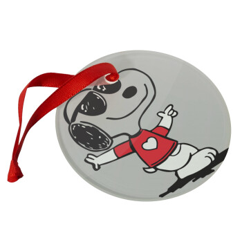 Snoopy καρδούλα, Χριστουγεννιάτικο στολίδι γυάλινο 9cm