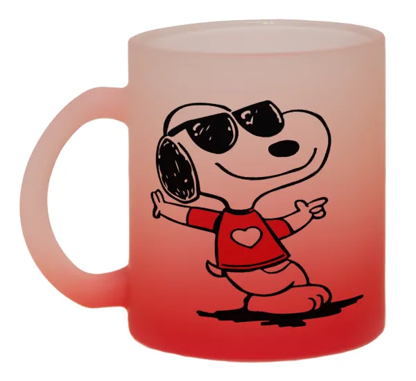 Snoopy καρδούλα — Κούπα γυάλινη δίχρωμη με βάση το κόκκινο ματ, 330ml
