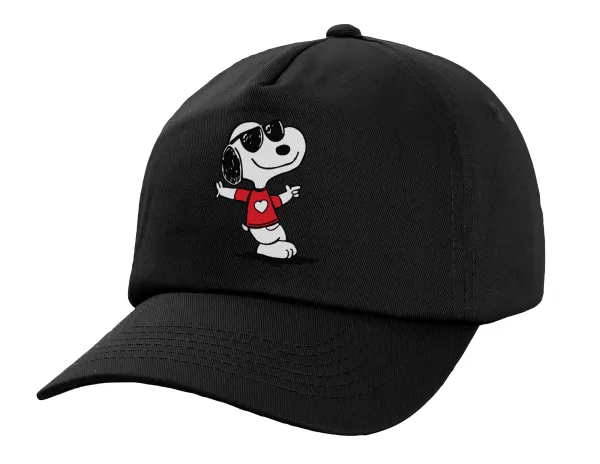 Snoopy καρδούλα — Καπέλο Ενηλίκων Baseball, 100% Βαμβακερό,  Μαύρο (ΒΑΜΒΑΚΕΡΟ, ΕΝΗΛΙΚΩΝ, UNISEX, ONE SIZE)