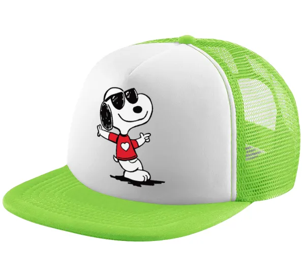 Snoopy καρδούλα — Καπέλο παιδικό Soft Trucker με Δίχτυ ΠΡΑΣΙΝΟ/ΛΕΥΚΟ (POLYESTER, ΠΑΙΔΙΚΟ, ONE SIZE)