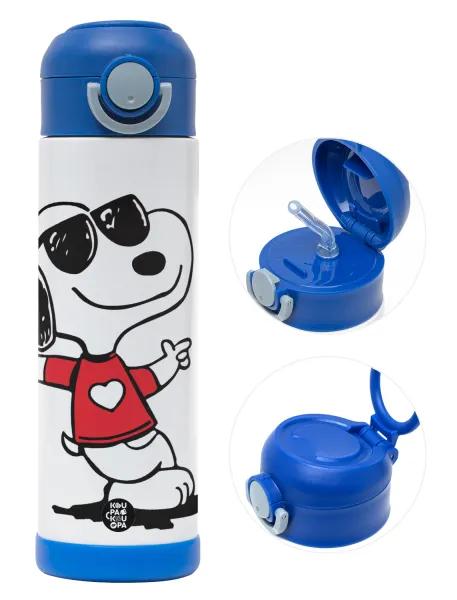 Snoopy καρδούλα — Παιδικό παγούρι θερμό, ανοξείδωτο, με καλαμάκι ασφαλείας, ΜΠΛΕ (500ml)