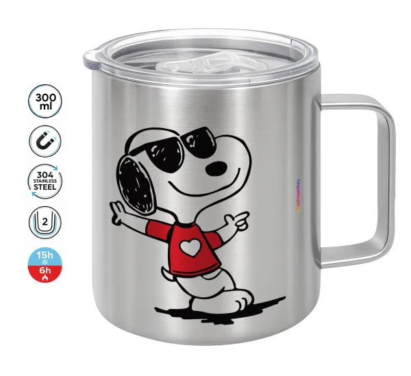 Snoopy καρδούλα — Double-walled stainless steel mug 300ml with temperature-retaining lid