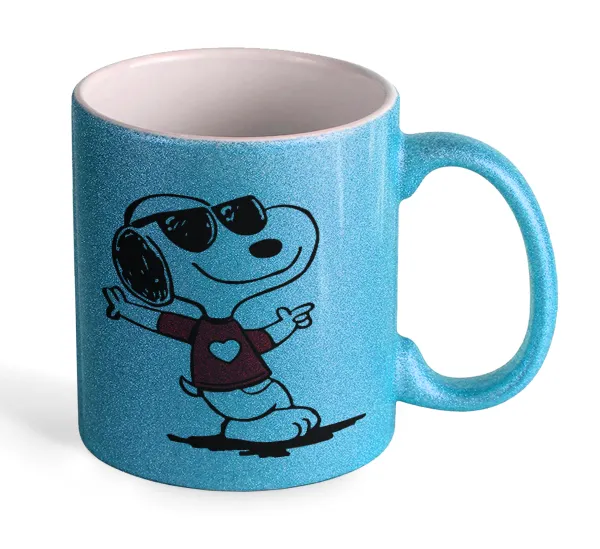 Snoopy καρδούλα — Light blue glitter mug that sparkles, ceramic, 330ml