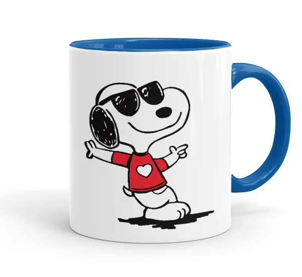Snoopy καρδούλα — Κούπα χρωματιστή μπλε, κεραμική, 330ml