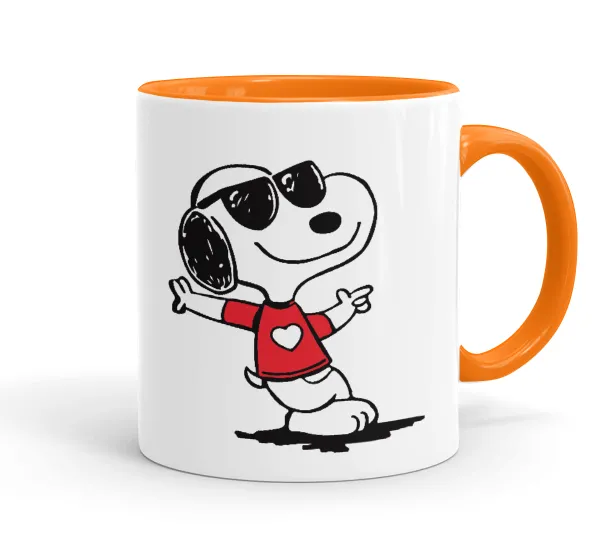 Snoopy καρδούλα — Κούπα χρωματιστή πορτοκαλί, κεραμική, 330ml