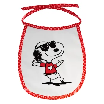 Snoopy καρδούλα, Σαλιάρα μωρού αλέκιαστη με κορδόνι Κόκκινη
