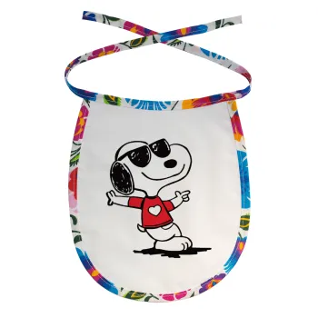 Snoopy καρδούλα, Σαλιάρα μωρού αλέκιαστη με κορδόνι Χρωματιστή