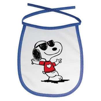 Snoopy καρδούλα, Σαλιάρα μωρού αλέκιαστη με κορδόνι Μπλε