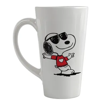 Snoopy καρδούλα, Κούπα κωνική Latte Μεγάλη, κεραμική, 450ml