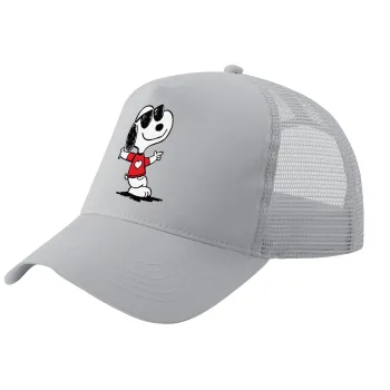 Snoopy καρδούλα, Καπέλο Trucker με Δίχτυ, ΓΚΡΙ, (ΒΑΜΒΑΚΕΡΟ, ΠΑΙΔΙΚΟ, UNISEX, ONE SIZE)
