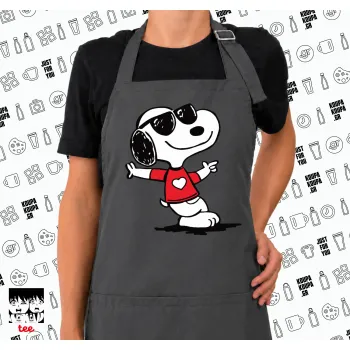 Snoopy καρδούλα, Ποδιά μακριά Σεφ ολόσωμη με τσέπες GREY (ΕΝΗΛΙΚΩΝ)