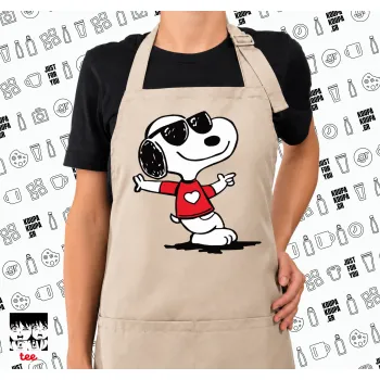 Snoopy καρδούλα, Ποδιά μακριά Σεφ ολόσωμη με τσέπες SAND (ΕΝΗΛΙΚΩΝ)