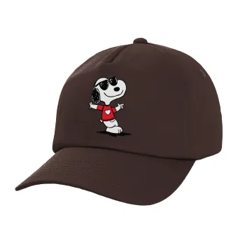 Snoopy καρδούλα, Adult Baseball Cap, 100% Cotton, Chocolate (COTTON, ADULT, UNISEX, ONE SIZE)