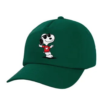 Snoopy καρδούλα, Twill Καπέλο παιδικό Bottle Green (100% ΒΑΜΒΑΚΕΡΟ, ΠΑΙΔΙΚΟ, UNISEX)