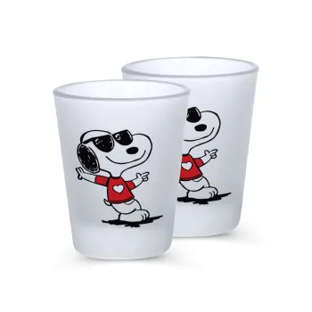 Snoopy καρδούλα, Σφηνοπότηρα γυάλινα 45ml του πάγου (2 τεμάχια)