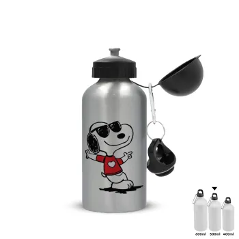 Snoopy καρδούλα, Metallic water jug, Silver, aluminum 500ml