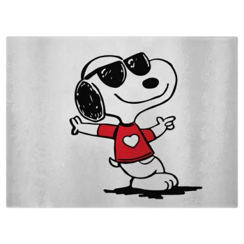Snoopy καρδούλα, Επιφάνεια κοπής γυάλινη (38x28cm)