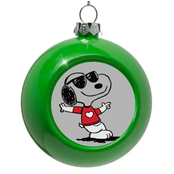 Snoopy καρδούλα, Στολίδι Χριστουγεννιάτικη μπάλα δένδρου Πράσινο 8cm