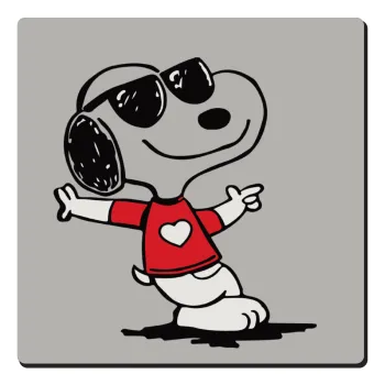 Snoopy καρδούλα, Τετράγωνο μαγνητάκι ξύλινο 6x6cm