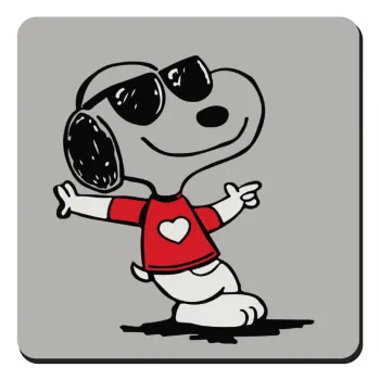 Snoopy καρδούλα, Τετράγωνο μαγνητάκι ξύλινο 9x9cm