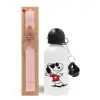 Easter Set, metallic aluminum bottle (500ml) & aromatic flat Easter candle (30cm) (PINK)