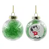 Transparent Christmas tree ball ornament with green filling 8cm