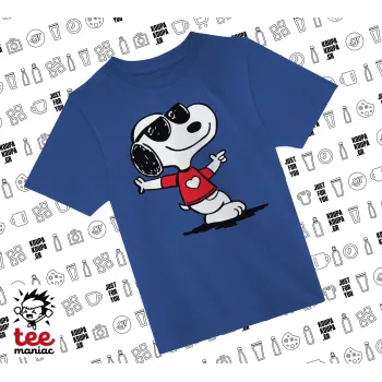 Snoopy καρδούλα, Παιδικό T-Shirt ΜΠΛΕ από 100% βαμβάκι, για κάθε μέρα. Vegan & OEKO-TEX πιστοποιημένο.