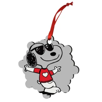 Snoopy καρδούλα, Στολίδι Χριστουγεννιάτικο στολίδι snowflake ξύλινο 7.5cm