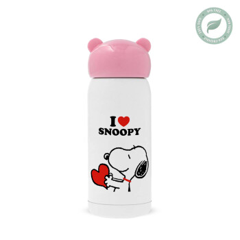 I LOVE SNOOPY, Ροζ ανοξείδωτο παγούρι θερμό (Stainless steel), 320ml