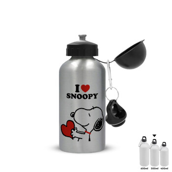 I LOVE SNOOPY, Metallic water jug, Silver, aluminum 500ml