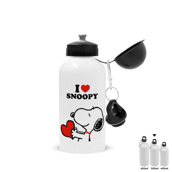 I LOVE SNOOPY, Metal water bottle, White, aluminum 500ml