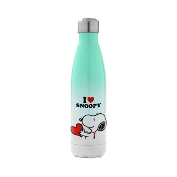 I LOVE SNOOPY, Metal mug thermos Green/White (Stainless steel), double wall, 500ml